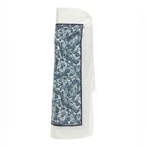 Agua by Agua Bendita White Swim Sarong with Blue Floral Panel
